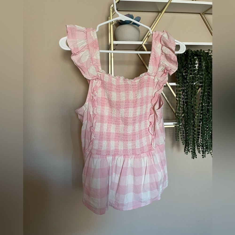 Plaid ruffle tank top